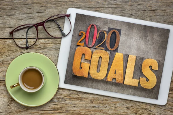 2020 goals banner in wood type — Stock Photo, Image