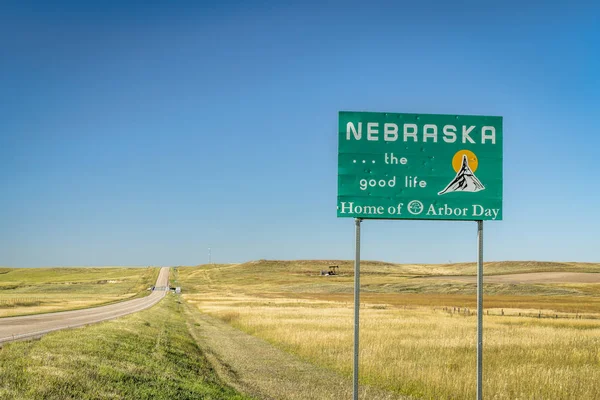 Nebraska bem-vindo sinal de estrada — Fotografia de Stock