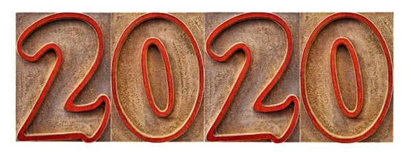 2020 typografie ve dřevořezbářském provedení — Stock fotografie