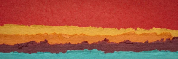 Abstrakcyjny krajobraz stworzony ręcznie robionym papierem indyjskim — Zdjęcie stockowe