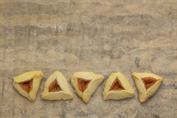 Morelowy hamantaschen ciasto banner — Zdjęcie stockowe