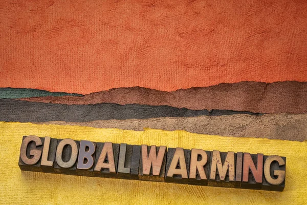 Koncepcja słowa globalne ocieplenie w drewnie — Zdjęcie stockowe