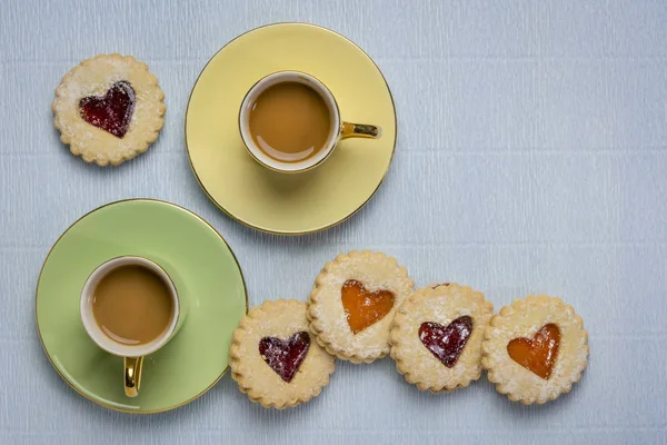 jam heart biscuits and coffee