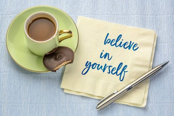 Stock image believe in yourself - inspirational note