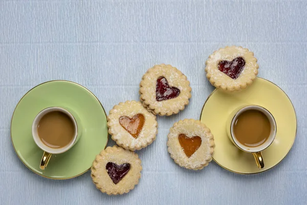 jam heart biscuits and coffee