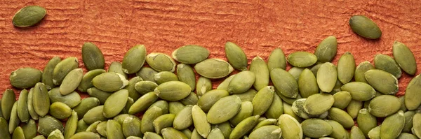 Raw pumpkin seed against textured paper — Stock Photo, Image