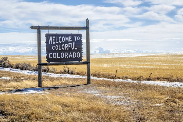 Üdvözöljük Colorado útszéli jele — Stock Fotó
