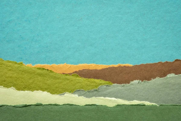 Paisagem Abstrata Com Céu Azul Campos Verdes Vale Uma Coleção — Fotografia de Stock
