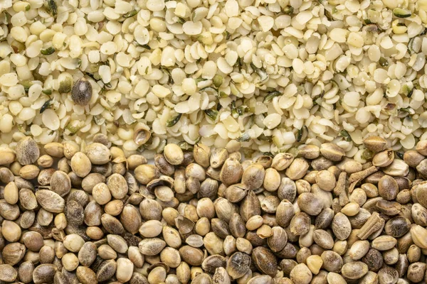 Dry Hemp Seed Hearts Closeup Background Superfood Concept — Stock Photo, Image