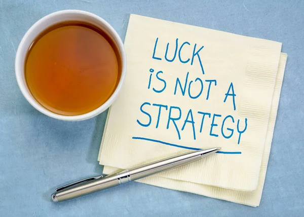 Luck Strategy Inspirational Handwriting Napkin Cup Tea Planning Preparation Goal — 图库照片