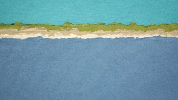 Gökyüzü Deniz Soyut Manzara Panorması Mavi Yeşil Tonlarda Geri Dönüşümlü — Stok fotoğraf