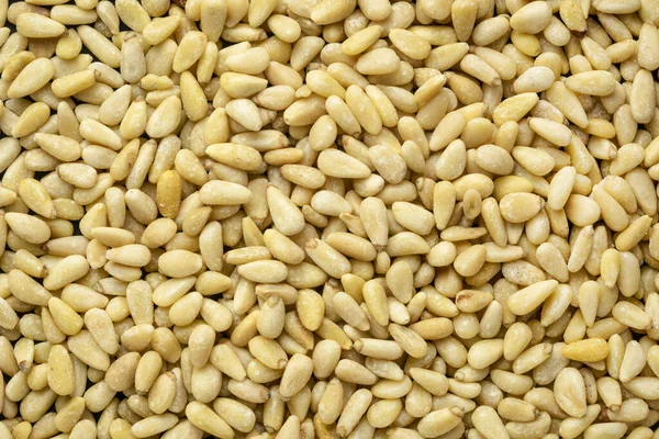 Closeup Background Shelled Pine Nuts Top View — 图库照片