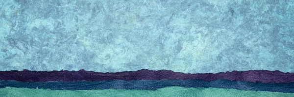 空と海のパノラマ 質感のカラフルな手作りの紙のシートで作成された抽象的な風景 — ストック写真