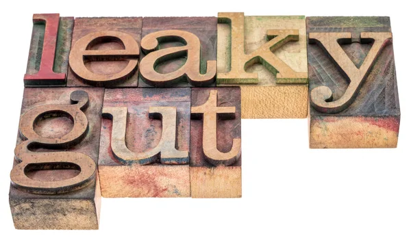 Leaky Gut Isolated Word Abstract Vintage Letterpress Wood Type Printing — Stock Photo, Image