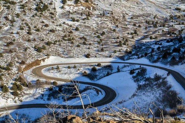 Schilderachtige Winderige Bergweg Winter Landschap Sal Mountain Loop Buurt Van — Stockfoto