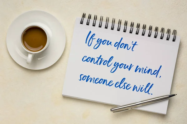 You Control Your Mind Someone Else Inspirational Advice Handwriting Sketchbook — Stock Photo, Image