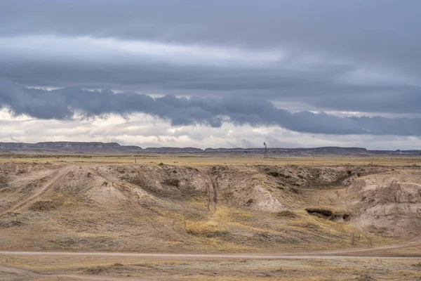 Nuvens Escuras Tempestuosas Sobre Pradaria Pawnee National Grassland Norte Colorado — Fotografia de Stock