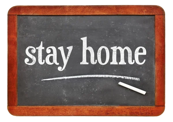 Stay Home Reminder Coronavirus Pandemic White Chalk Text Vintage Slate — Stock Photo, Image