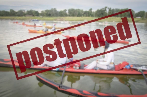 Postponed River Paddling Race Event Cancelation Due Covid Coronavirus Pandemic — Stock Photo, Image