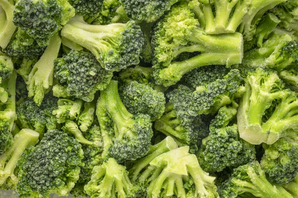 Donmuş Brokoli Çiçeklerinin Yakın Plan Çekimleri Sağlıklı Beslenme Konsepti — Stok fotoğraf
