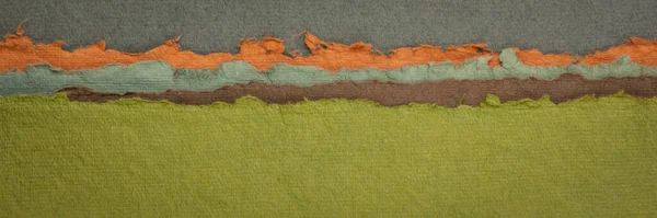 Абстрактный Пейзаж Зеленых Коричневых Оранжевых Тонах Коллекция Красочных Ручной Работы — стоковое фото