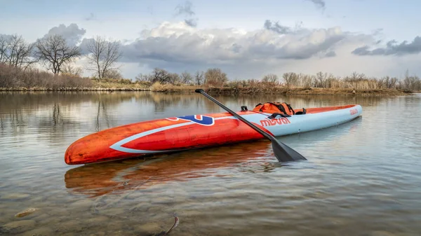 Fort Collins Usa Března 2020 Dlouhé Závodní Flatwater Stand Paddleboard — Stock fotografie