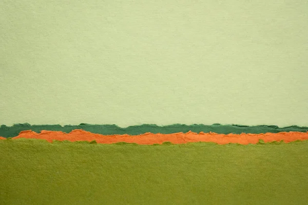 Zielony Pomarańczowy Krajobraz Kolekcja Kolorowych Ręcznie Robionych Papierów Indyjskich Produkowanych — Zdjęcie stockowe