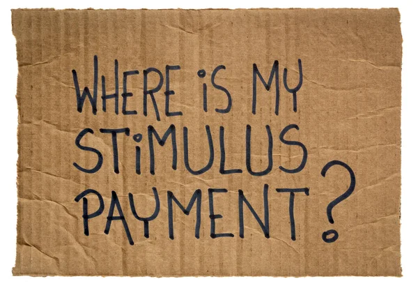 Stimulus Payment Handwriting Piece Cardboard Economic Recession Relief Bill Coronavirus — Stock Photo, Image