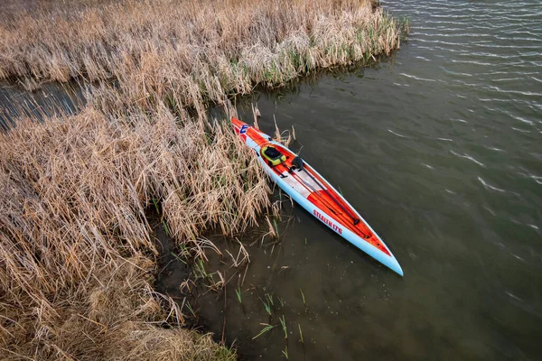 Fort Collins Usa Mai 2020 Luftaufnahme Eines Langen Flachwasser Stehpaddelbretts — Stockfoto