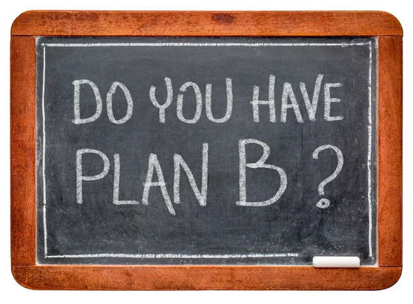 Do you have plan B? A question on a slate blackboard with white chalk. Change of goals and plans due to coronavirus covid-19 pandemic.