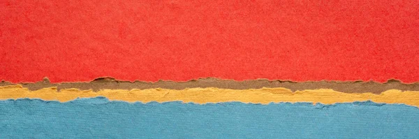 Paisaje Abstracto Rojo Azul Una Colección Coloridos Papeles Indios Hechos — Foto de Stock