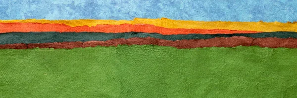 Hills Green Fields Colorful Landscape Abstract Created Sheets Handmade Textured — Stock Photo, Image