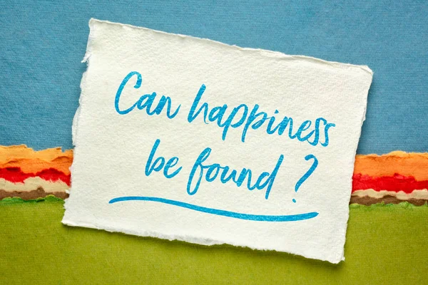 Felicidade Pode Ser Encontrada Manuscrito Uma Pequena Folha Papel Pano — Fotografia de Stock