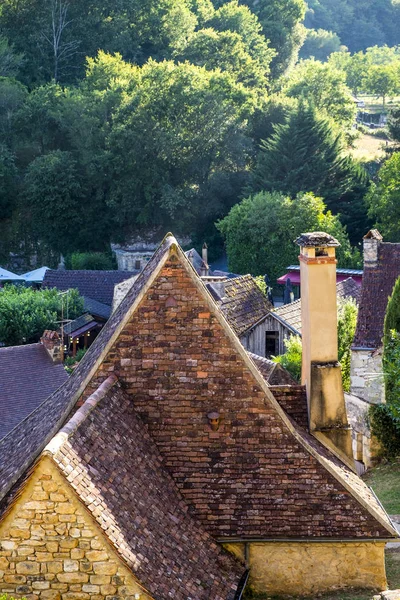 Dordogne山谷中Castelnaud-la-chapelle城堡周围的村庄 — 图库照片