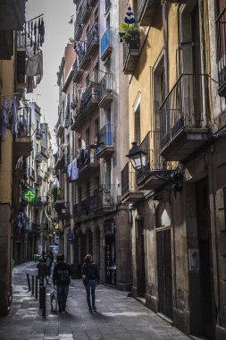 Barcelona'da tarihi çeyreğinde sokak görünümü 
