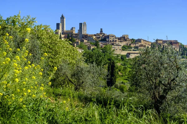 San Gimignano är en liten medeltida stad i Toscana — Stockfoto