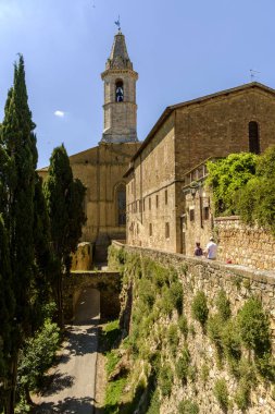 İtalyan şehri Pienza Toskana sokaklarında