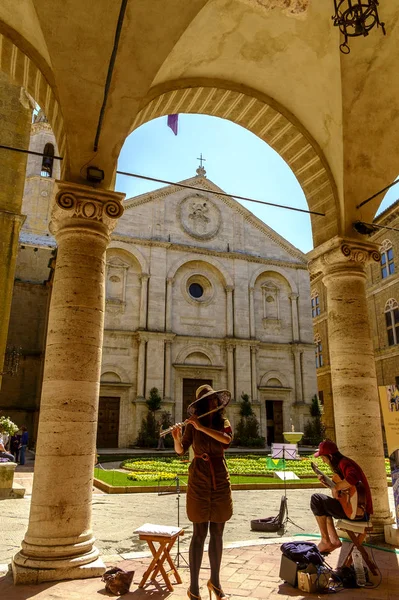 Πλατεία Piazza Pio Ii Pienza: Τοσκάνη — Φωτογραφία Αρχείου