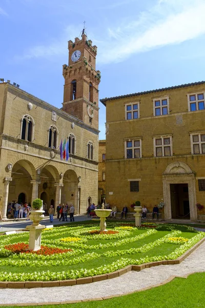 Piazza Pio Ii v Pienza Toskánsko — Stock fotografie