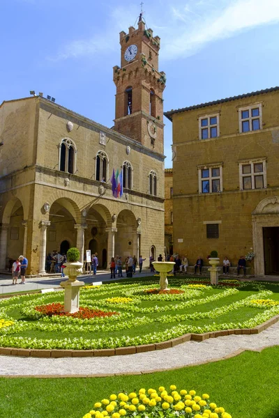 Piazza Pio Ii v Pienza Toskánsko — Stock fotografie