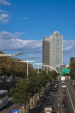 Barcelona'da Ronda Litoral karayolu trafik 