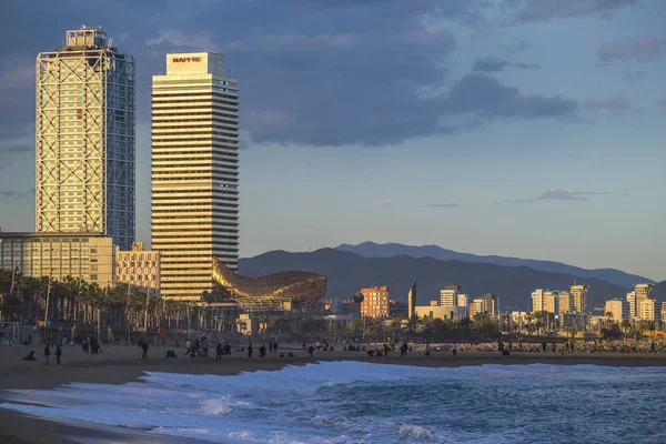 panoramik manzaralı Barcelona beach 