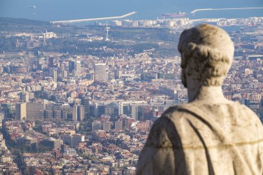 Sacred Heart Expiatory kiliseden panoramik Tibidabo, Catalonia, İspanya