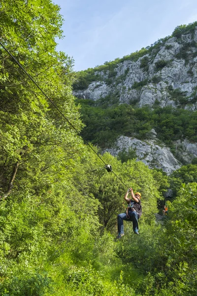 Омиш Хорватия Мая 2017 Года Zip Line Canyon Cetina River — стоковое фото