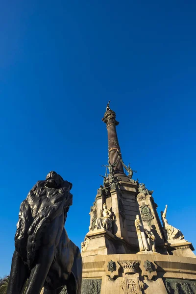 Monumento del colon nel porto di Barcellona — Foto Stock