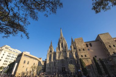 Barcelona, İspanya - 20 Şubat 2017: katedral, kentin en çok ziyaret edilen yerlerinden turizm