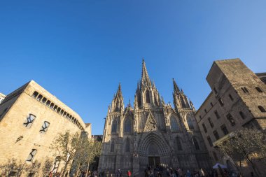 Barcelona, İspanya - 20 Şubat 2017: katedral, kentin en çok ziyaret edilen yerlerinden turizm