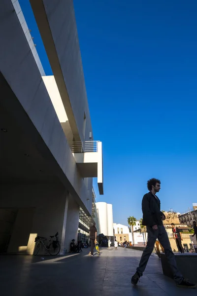 Barcelona Espanja Helmikuu 2017 Yksityiskohta Rakennuksen Macba Nykytaiteen Museo Barcelona — kuvapankkivalokuva