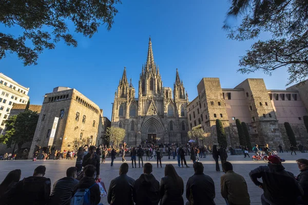 Barcelona España Febrero 2017 Turismo Catedral Uno Los Hitos Más —  Fotos de Stock