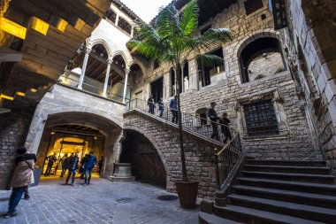 Barcelona, İspanya - 20 Şubat 2017: Museu Picasso Müzesi d. çeyrek Barcelona İspanya giriş